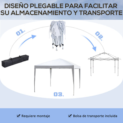 Outsunny Carpa Plegable 3x3 M Con Bolsa Altura Ajustable Blanco Plata_5