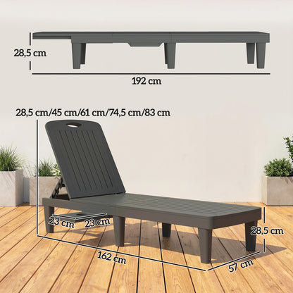 Conjunto De Tumbonas Outsunny Pp Gris 192x57x28.5 Cm_2