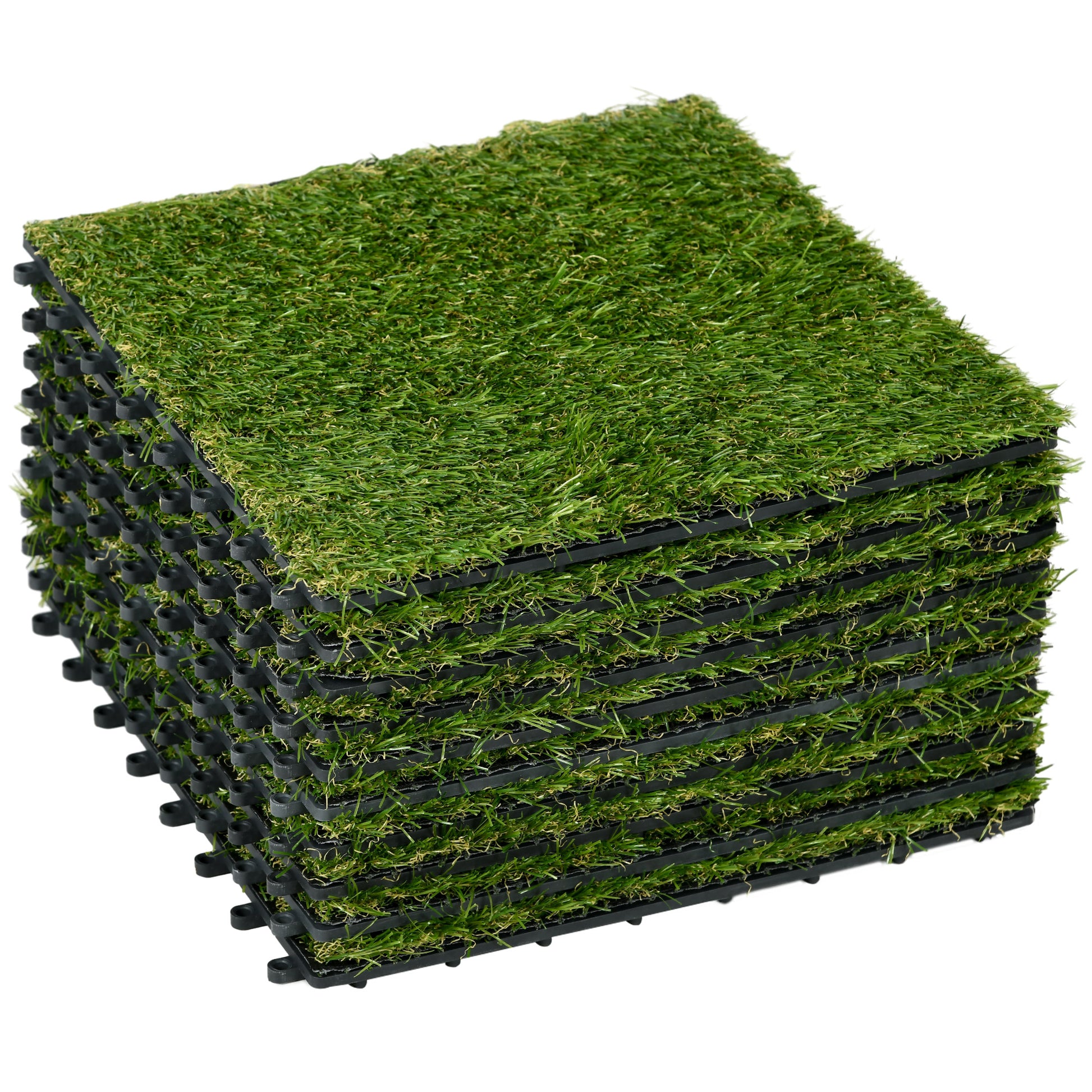 Outsunny Césped Artificial De 10 Piezas 30x30 Cm Altura De Hierba 25 Mm Verde_0
