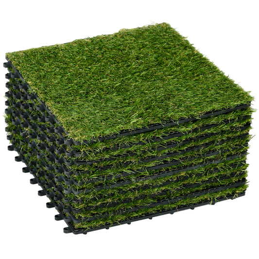 Outsunny Césped Artificial De 10 Piezas 30x30 Cm Altura De Hierba 25 Mm Verde_0