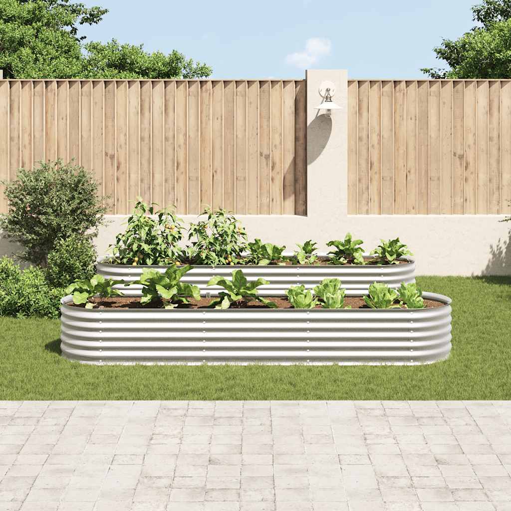 Arriate De Acero Galvanizado Plateado 320x80x44 Cm_2