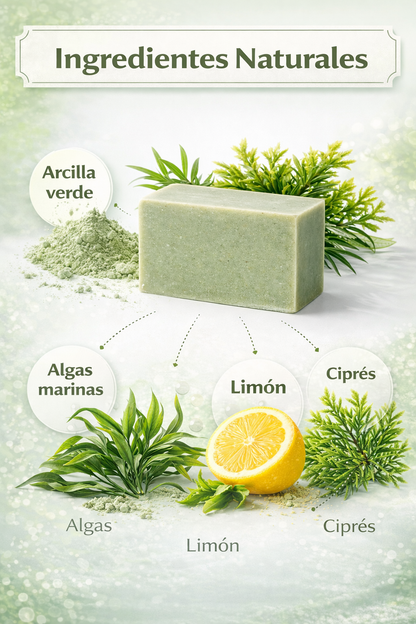 Jabón Sólido Natural de Arcilla Verde 100 g | Limpieza Purificante para Piel Grasa y Mixta | M&amp;On Naturals_1