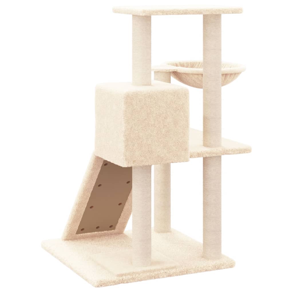 Rascador Para Gatos Con Postes De Sisal Color Crema 82 Cm_4