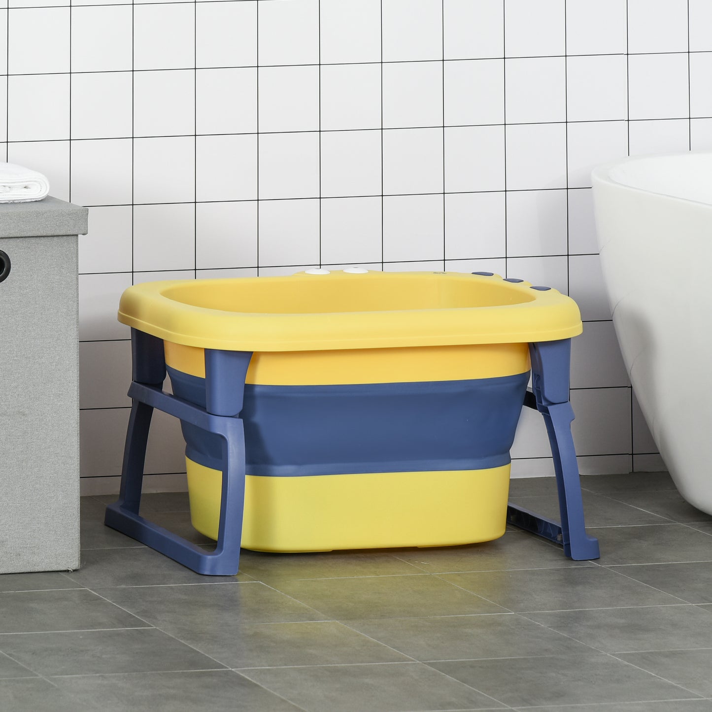 Homcom Bañera Plegable Para Bebé 0-6 Años Patas Antideslizantes 75,3x55,4x43 Cm_1