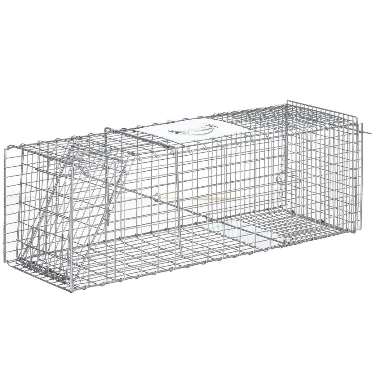 Outsunny Trampa Para Animales Vivos Plegable 93x31x34,5cm Con Puerta Y Asa Plata_0