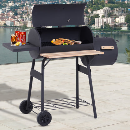 Barbacoa De Carbón Outsunny Negro 124x53x104 Cm Acero_1