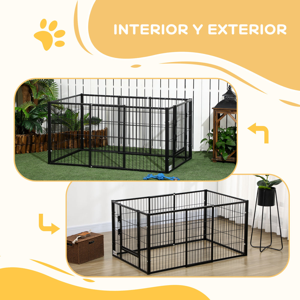 Pawhut Parque Para Perros De 6 Paneles Ancho Ajustable 82,5-150x79x61 Cm Negro_5