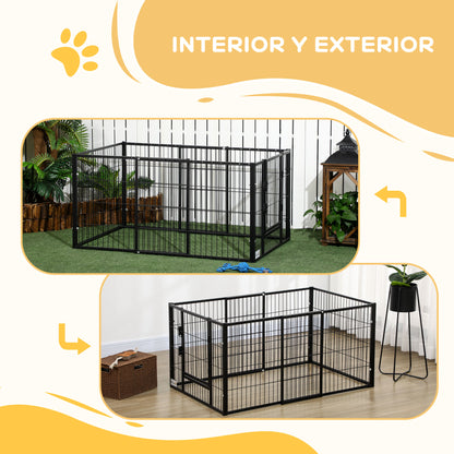 Pawhut Parque Para Perros De 6 Paneles Ancho Ajustable 82,5-150x79x61 Cm Negro_5