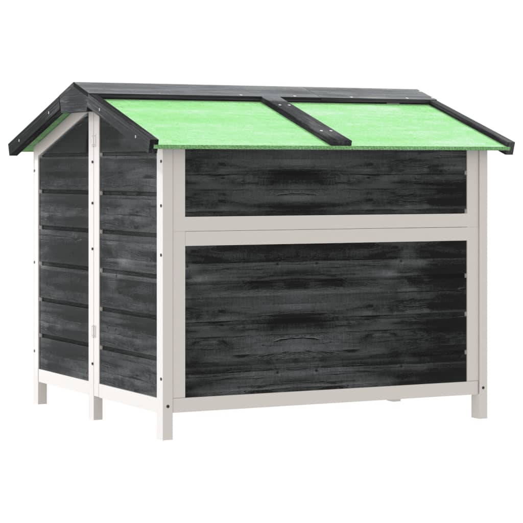 Caseta Para Perros Madera Maciza De Pino Gris 96x87x80,5 Cm_4