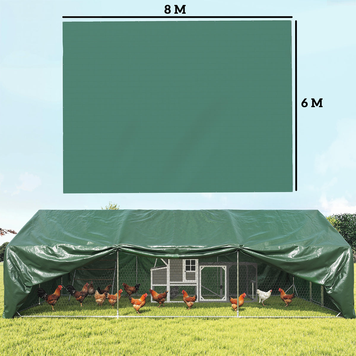 Outsunny Lona Impermeable Exterior 6x8 M Pe Resistente A Rasgaduras 90 G/m²_2