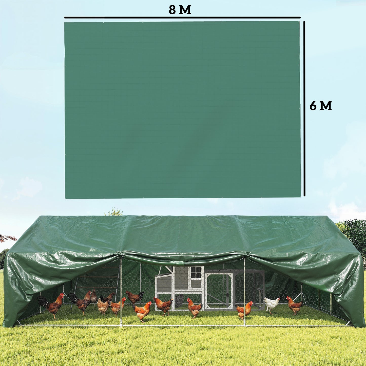 Outsunny Lona Impermeable Exterior 6x8 M Pe Resistente A Rasgaduras 90 G/m²_2