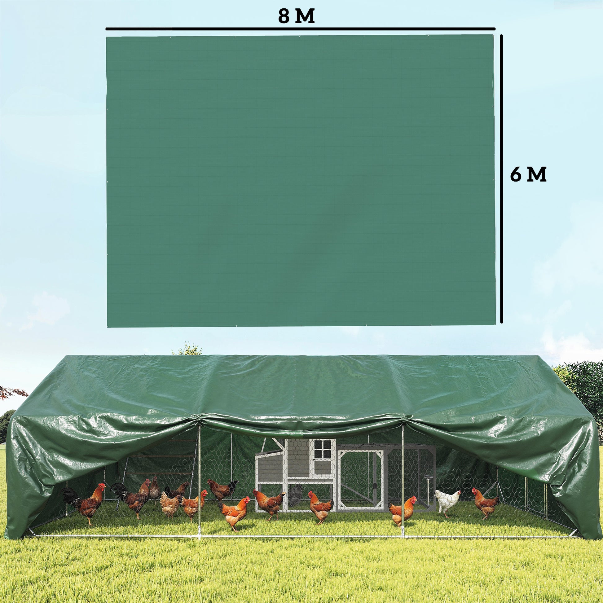 Outsunny Lona Impermeable Exterior 6x8 M Pe Resistente A Rasgaduras 90 G/m²_2