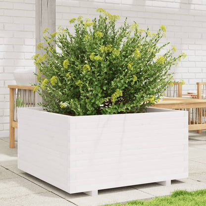 Jardinera Madera Maciza De Pino Blanco 90x90x49,5 Cm_1