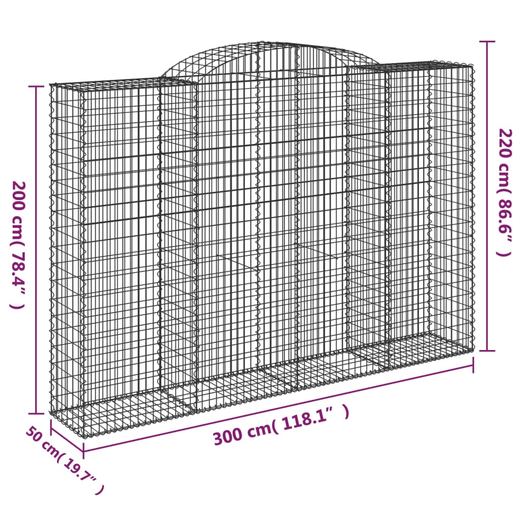 Cestas De Gaviones 9 Uds Forma De Arco Hierro 300x50x200/220 Cm_5