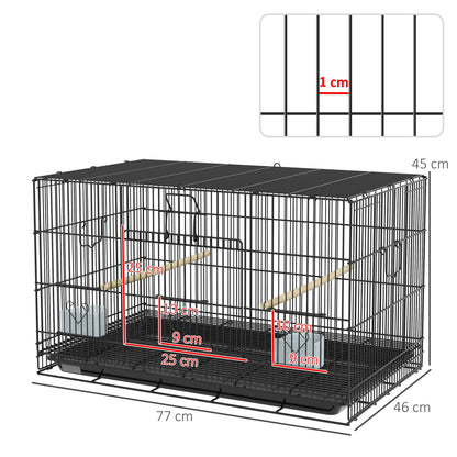 Pawhut Jaula Para Pájaros 77x46x45 Cm Con Bandeja Extraíble 2 Perchas Negro_2