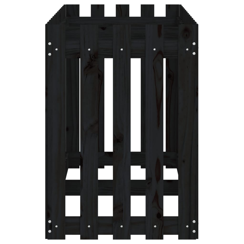 Arriate Elevado Jardín Con Valla Madera Pino Negro 150x50x70cm_5