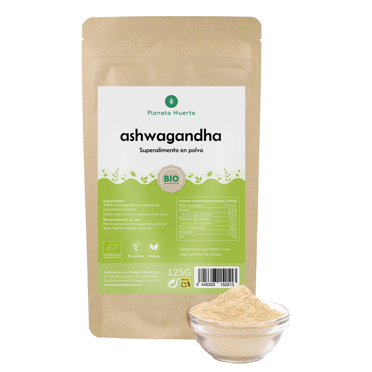 Ashwagandha en polvo ECO Planeta Huerto 125 g