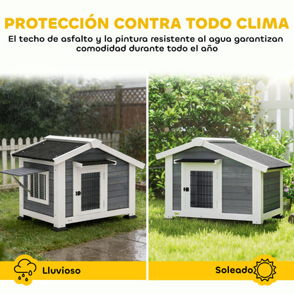 Pawhut Caseta Para Perros Exterior De Madera Con Techo Asfático Suelo Extraíble_4
