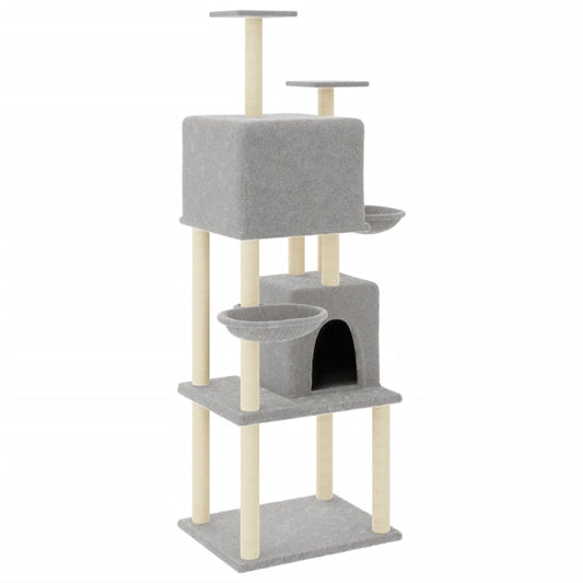 Rascador Para Gatos Con Postes De Sisal Gris Claro 180 Cm_0