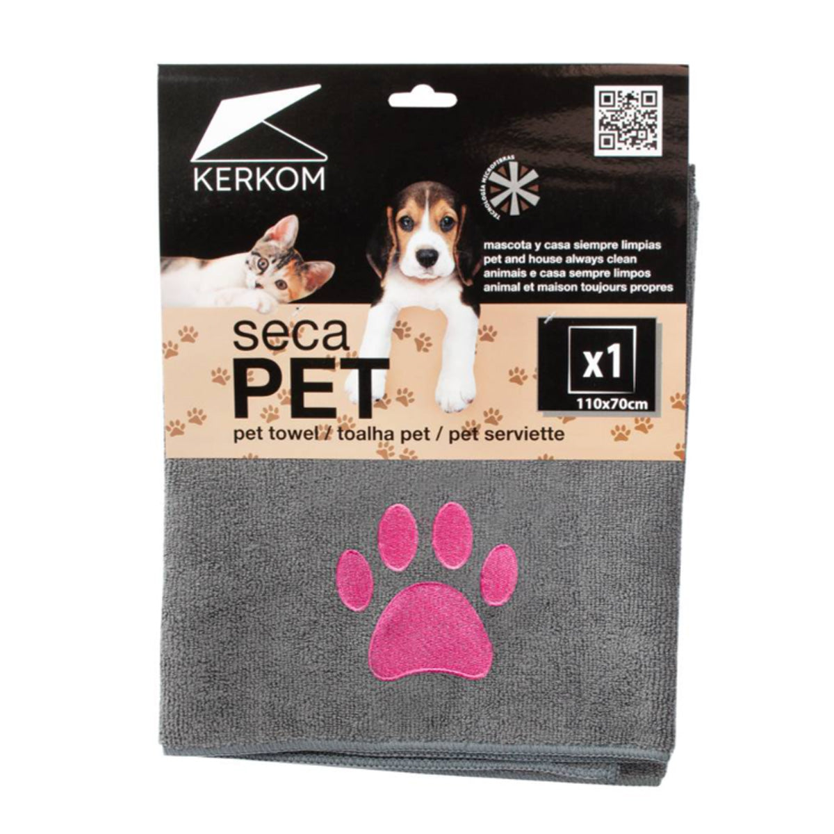 Toalla microfibra mascotas Kerkom 110 x 70 cm