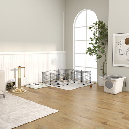 Pawhut Arenero Para Gatos Con Pala 2 Puertas 44x55x39 Cm Blanco Y Gris_4