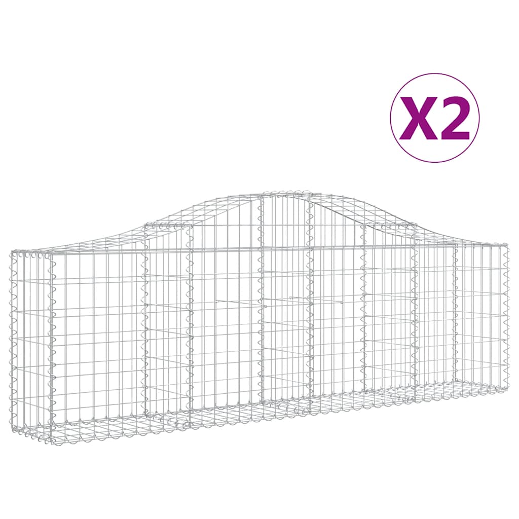 Cestas Gaviones 2 Uds Forma De Arco Hierro 200x30x60/80 Cm_0