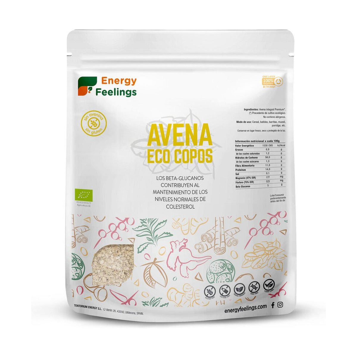 Copos de Avena ECO sin gluten Energy Feelings 1 kg