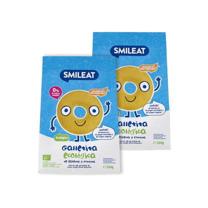 Pack 2x Galletas infantiles ECO de espelta con manzana Smileat, 220g