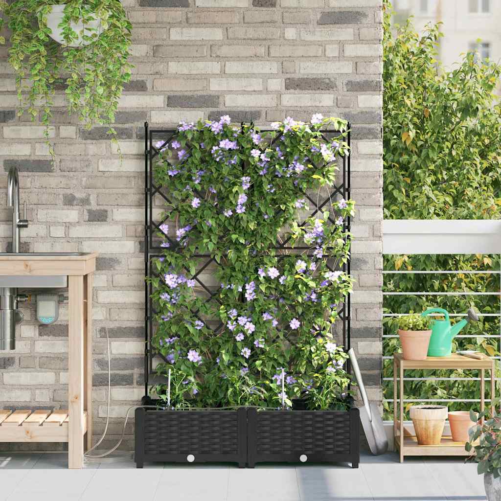 Macetero De Jardín 2 Uds. Negro 80 X 40 X 126 Cm Pp_1