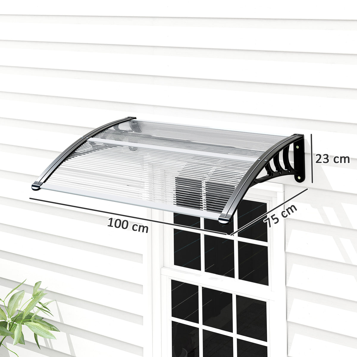 Outsunny Tejadillo De Protección 75x100cm Marquesina Para Puerta Transparente_2