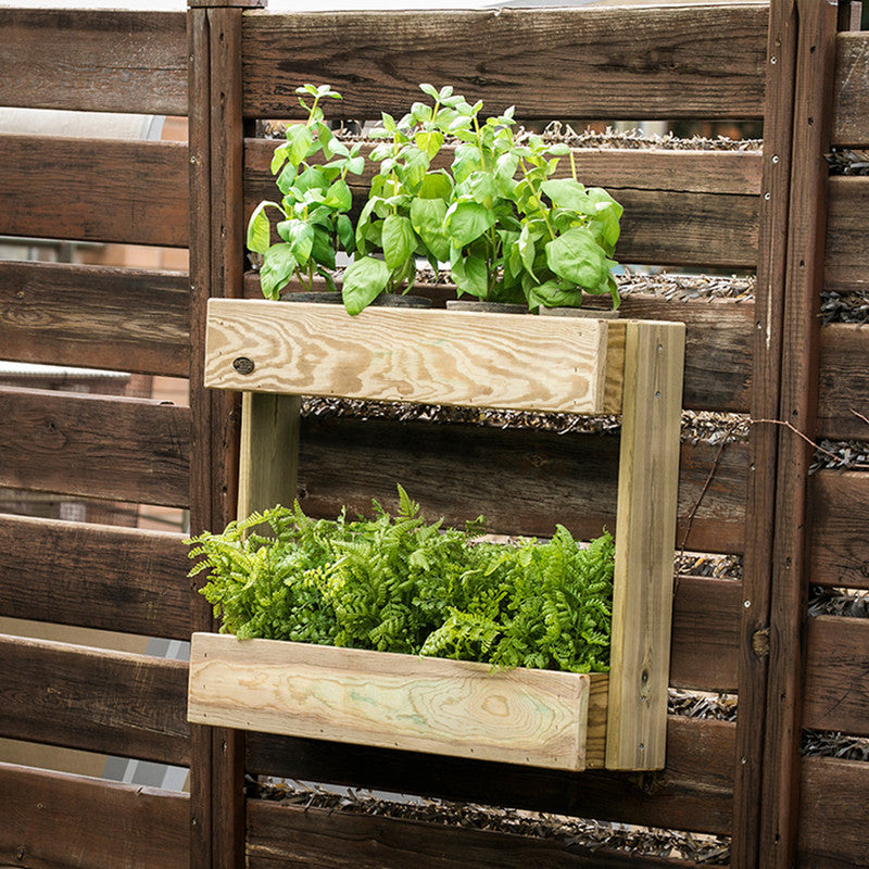 Jardinera Vertical Stand Line Wall 2B Madera Tratada Exterior Hortalia_2