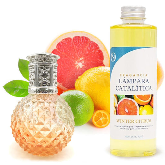 Lámpara Catalítica Orange Diamonds + Aroma Winter Citrus 500 Ml - Elimina Malos Olores, Impurezas Y Perfuma_0