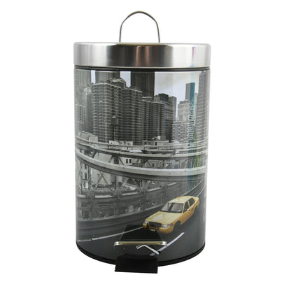 Cubo De Basura 3l Con Tapa Msv "new York" De Acero Inoxidable 16,5 X 25,6 Cm_4