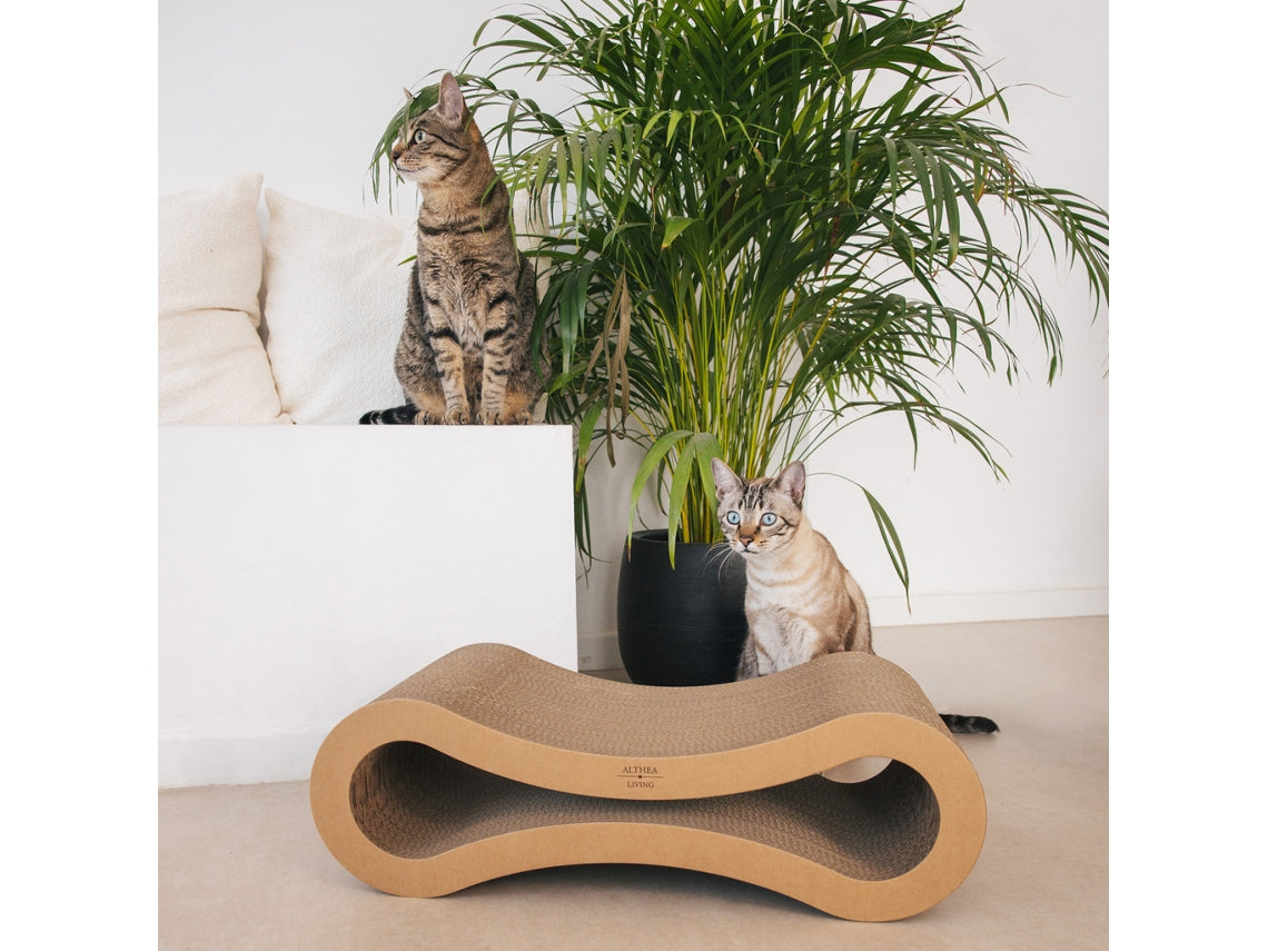 Rascador Para Gatos Con Forma De Infinito Reversible De Cartón Reciclado Althea Living 75x27x19cm_2