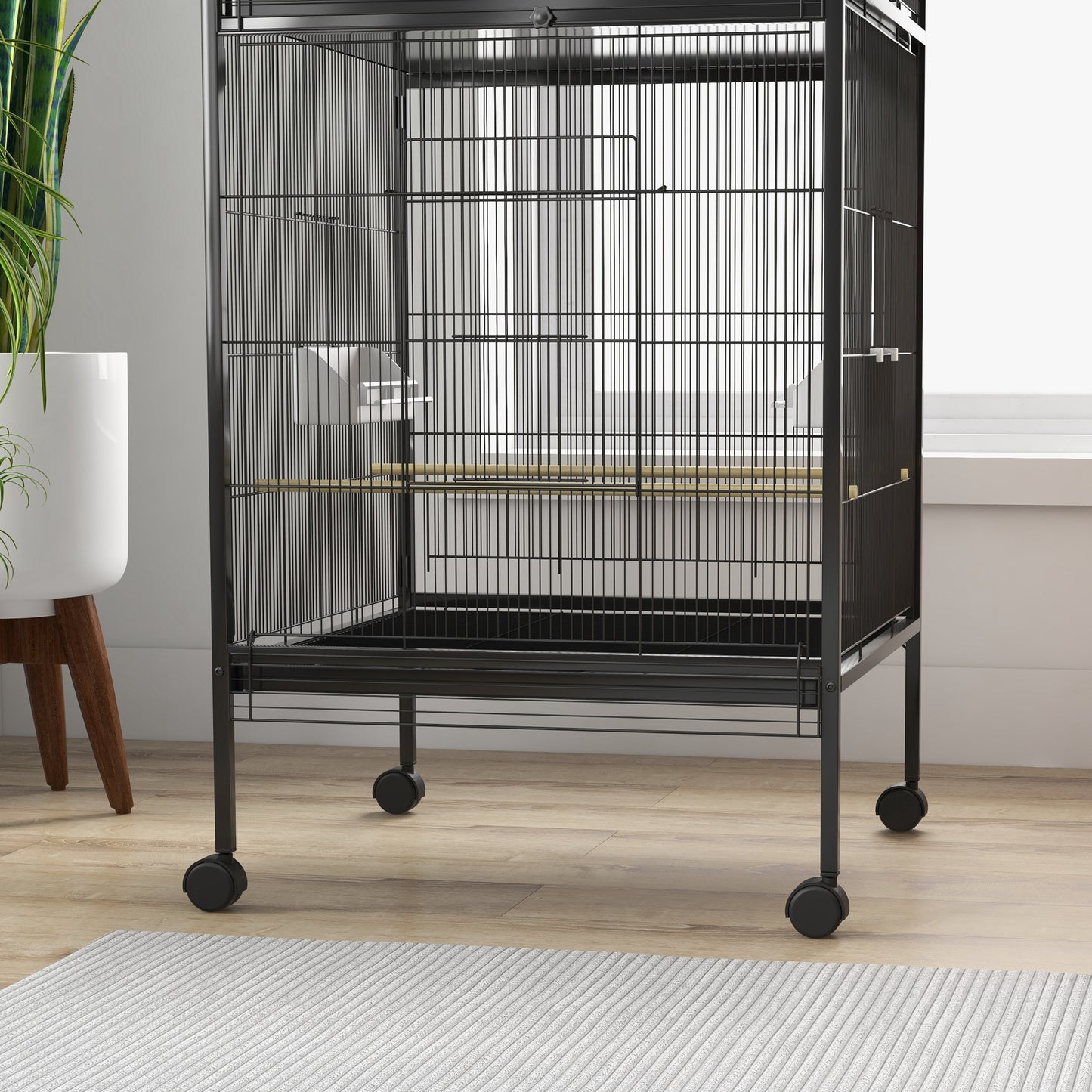 Pawhut Jaula Para Pájaros Grande De 2 Pisos 78x75x168 Cm Negro_4