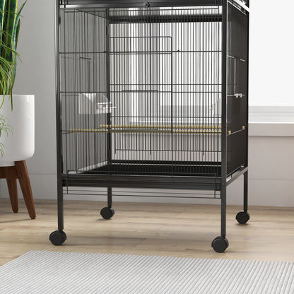 Pawhut Jaula Para Pájaros Grande De 2 Pisos 78x75x168 Cm Negro_4