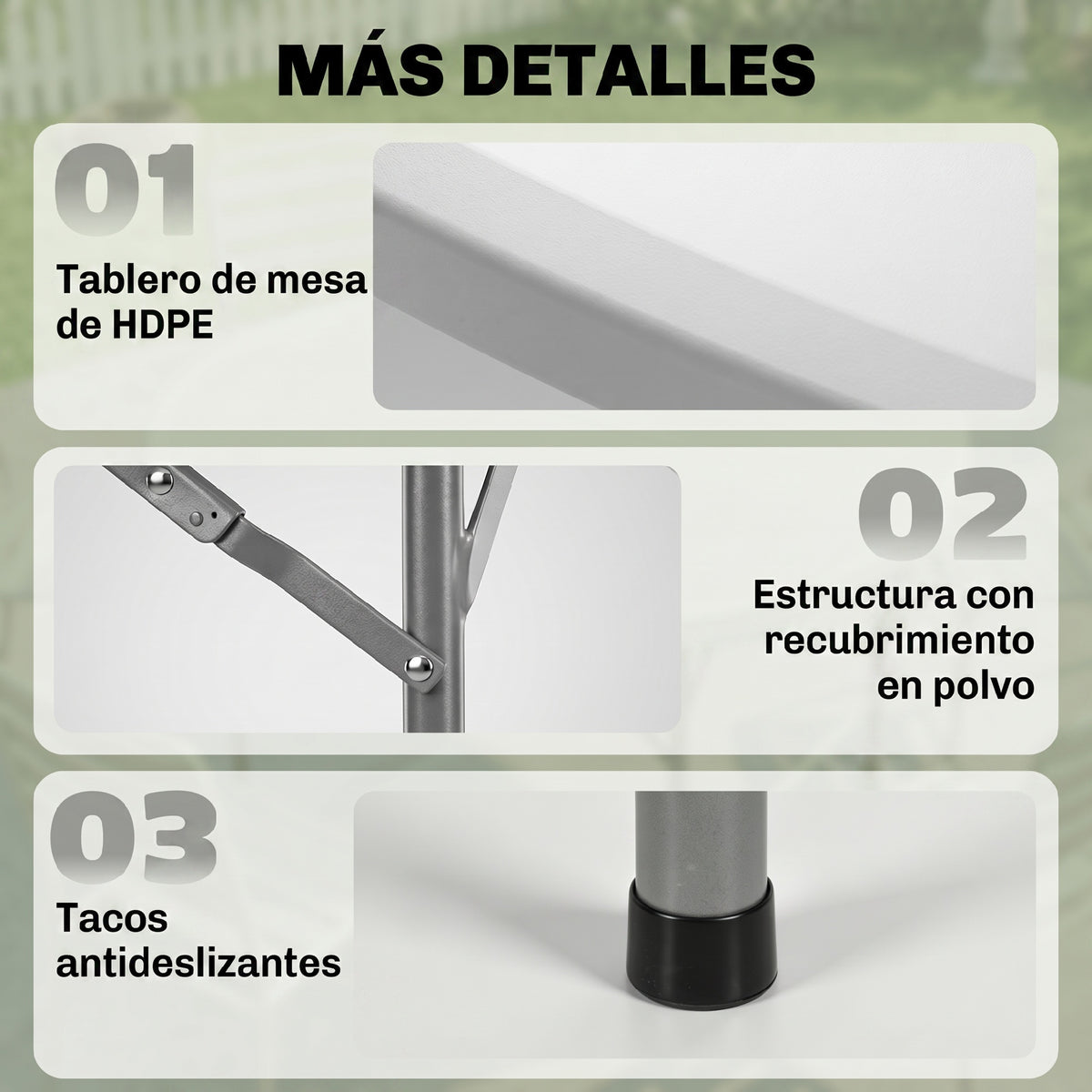 Outsunny Mesa Auxiliar Redonda Con Marco De Acero Ø122x73 Cm Blanco_5