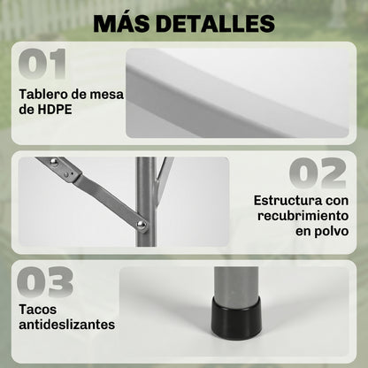 Outsunny Mesa Auxiliar Redonda Con Marco De Acero Ø122x73 Cm Blanco_5
