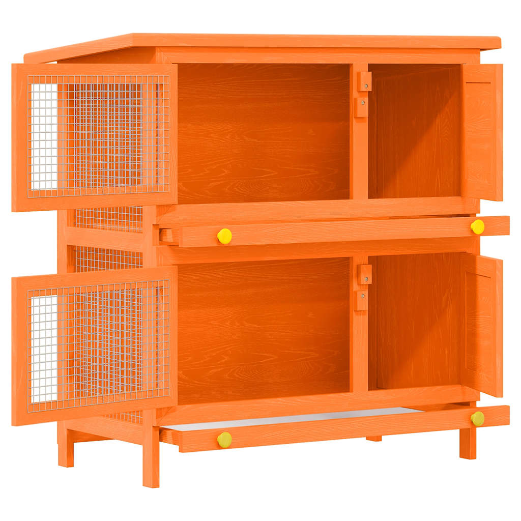 Jaula De Madera Para Conejos Pequeños De Exterior Con 4 Puertas_2