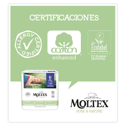 Pañales Moltex Pure &amp; Nature T6 (17-28 kg), 35 Uds