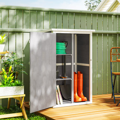 Outsunny Caseta De Jardín De Madera 75x56x115 Cm Con 3 Estantes Puerta Pestillo_1