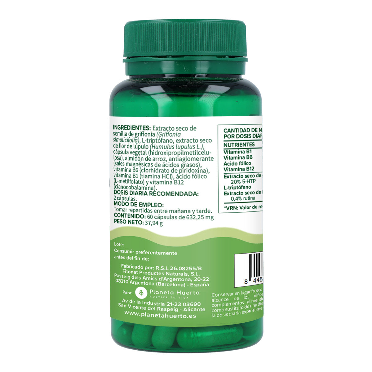 Griffonia 5-HTP Planeta Huerto 60 cápsulas