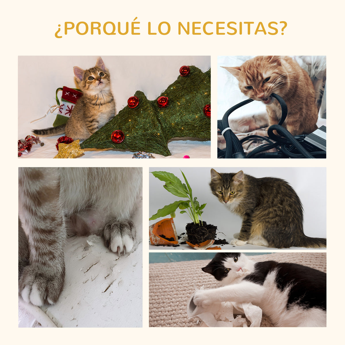 Pawhut Árbol Rascador Para Gatos Medianos Altura 100,5cm Con Cama Superior Cueva_3