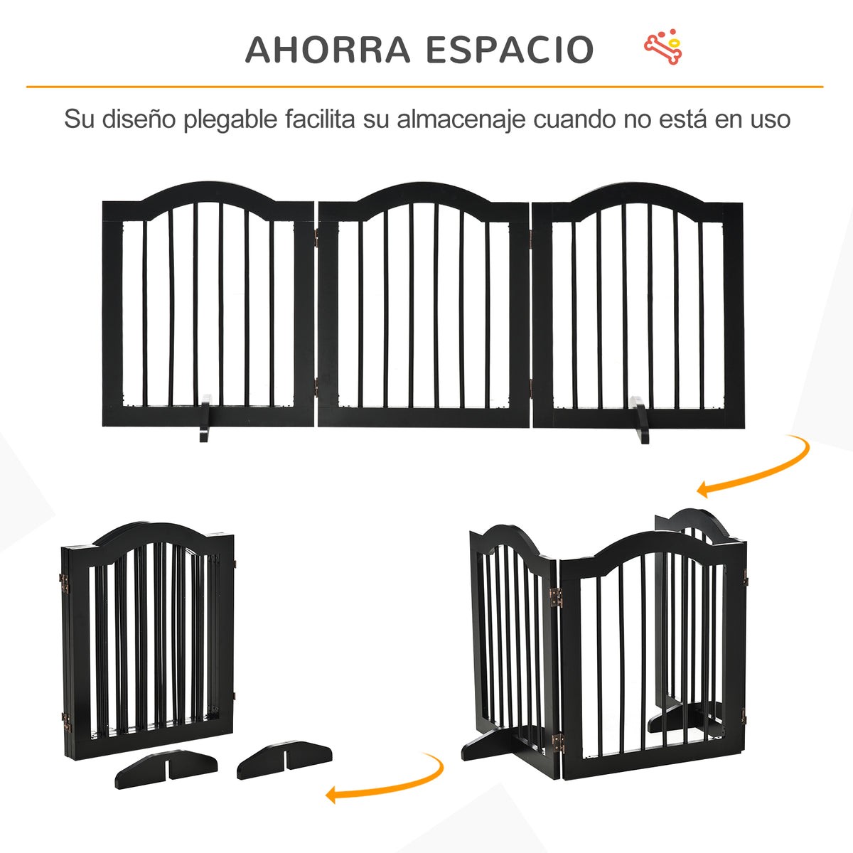 Pawhut Barrera De Seguridad Plegable De Perros Pequeños 154,5x29,5x61 Cm Negro_4