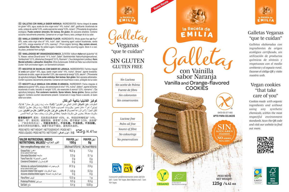 Galletas Con Vainilla Y Sabor Naranja "sin Azucares Añadidos" 125 Gr._1