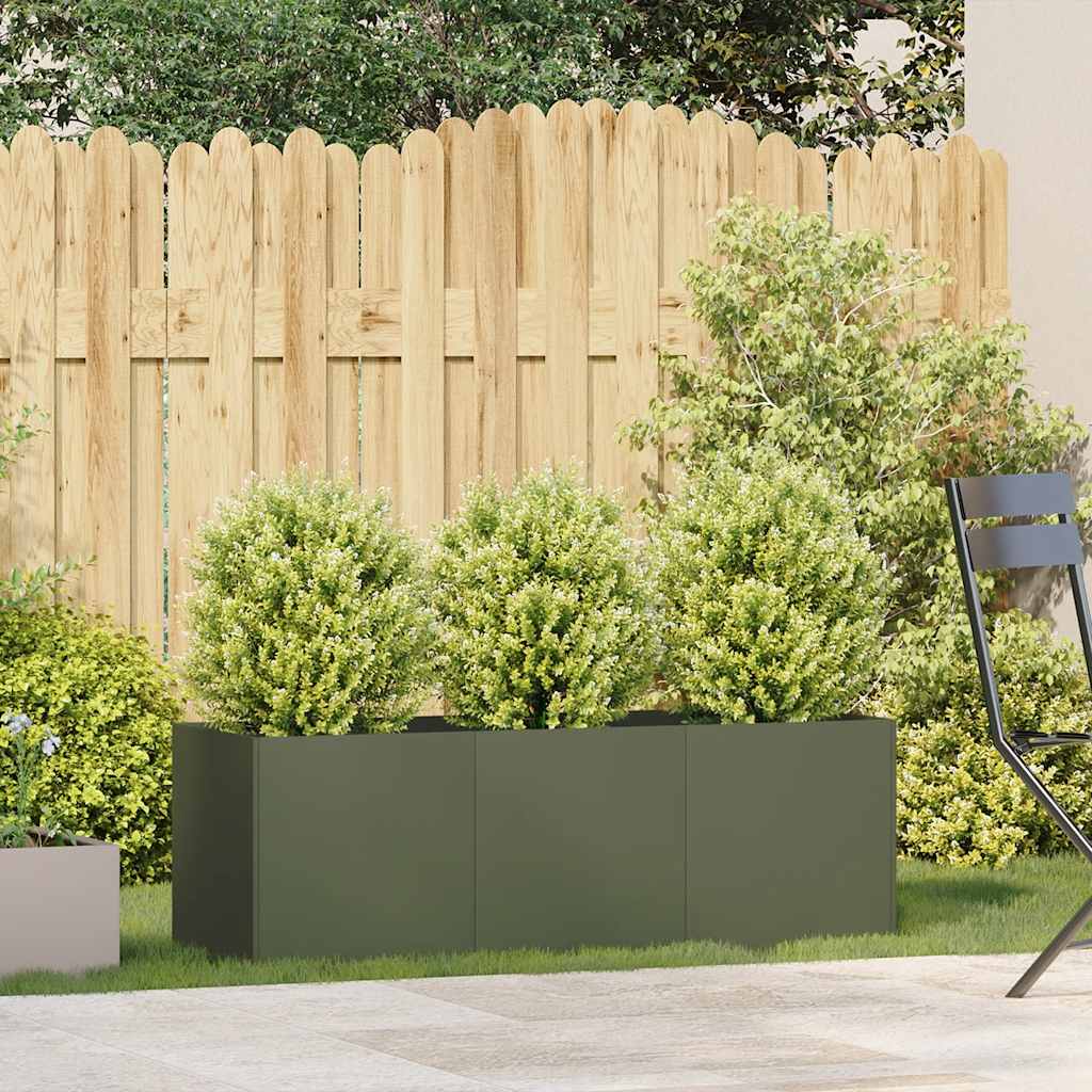 Jardinera De Acero Laminado En Frío Verde Oliva 120x40x40 Cm_2