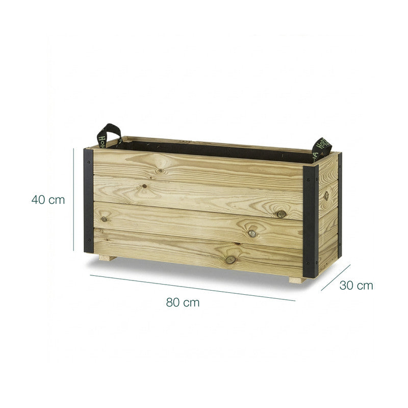 Jardinera Exterior De Madera Con Refuerzo De Aluminio Ghio Al Hortalia 80x30x40 Cm_5