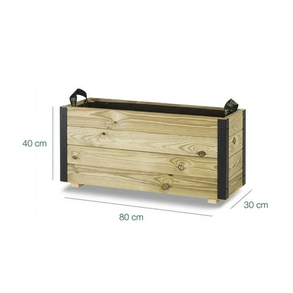 Jardinera Exterior De Madera Con Refuerzo De Aluminio Ghio Al Hortalia 80x30x40 Cm_5