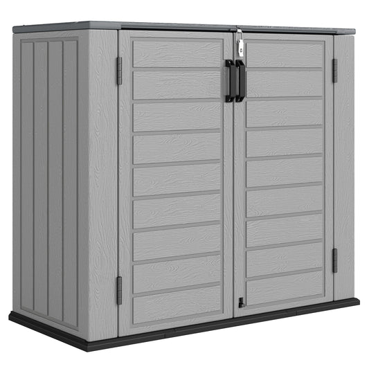 Caseta De Jardín Outsunny Hdpe Gris Claro 142x67x119 Cm_0