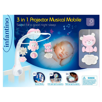 Infantino Proyector Musical Móvil 3-en-1, Luz Nocturna Y Proyector Cuna, 6 Melodías, 4 Sonidos Naturaleza, Rosa_4